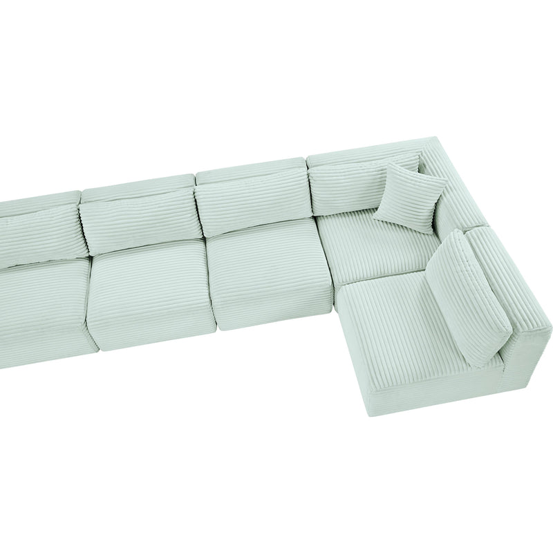 Meridian Shaggy Mint Corduroy Performance Fabric Modular Sectional IMAGE 10