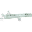 Meridian Shaggy Mint Corduroy Performance Fabric Modular Sectional IMAGE 14