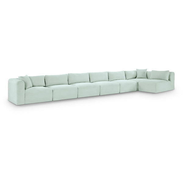 Meridian Shaggy Mint Corduroy Performance Fabric Modular Sectional IMAGE 1