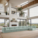 Meridian Shaggy Mint Corduroy Performance Fabric Modular Sectional IMAGE 2