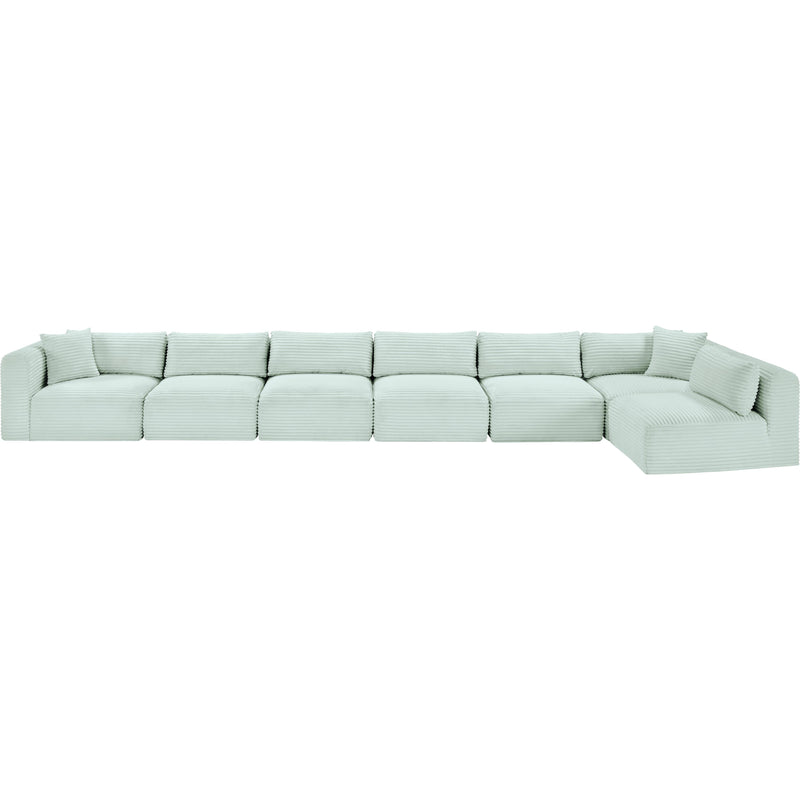 Meridian Shaggy Mint Corduroy Performance Fabric Modular Sectional IMAGE 6