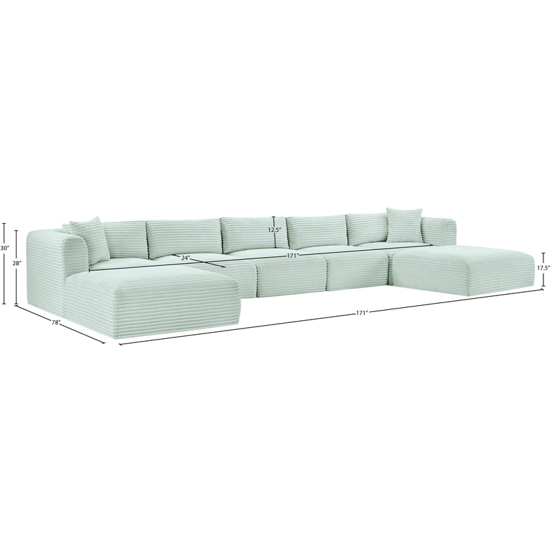 Meridian Shaggy Mint Corduroy Performance Fabric Modular Sectional IMAGE 11