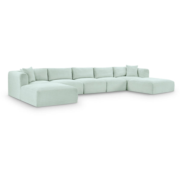Meridian Shaggy Mint Corduroy Performance Fabric Modular Sectional IMAGE 1