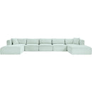Meridian Shaggy Mint Corduroy Performance Fabric Modular Sectional IMAGE 3