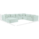 Meridian Shaggy Mint Corduroy Performance Fabric Modular Sectional IMAGE 13