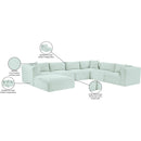 Meridian Shaggy Mint Corduroy Performance Fabric Modular Sectional IMAGE 14