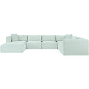 Meridian Shaggy Mint Corduroy Performance Fabric Modular Sectional IMAGE 3