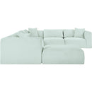 Meridian Shaggy Mint Corduroy Performance Fabric Modular Sectional IMAGE 4