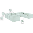 Meridian Shaggy Mint Corduroy Performance Fabric Modular Sectional IMAGE 14