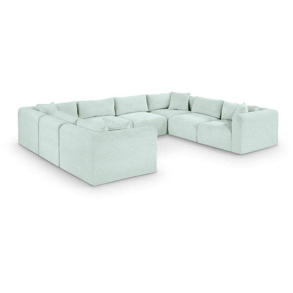 Meridian Shaggy Mint Corduroy Performance Fabric Modular Sectional IMAGE 1