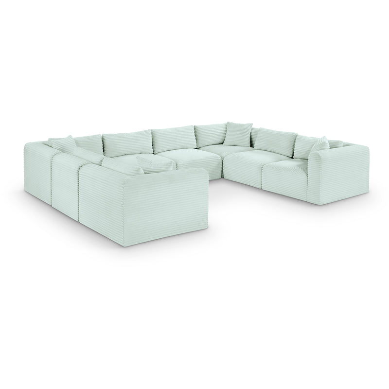 Meridian Shaggy Mint Corduroy Performance Fabric Modular Sectional IMAGE 1
