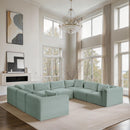Meridian Shaggy Mint Corduroy Performance Fabric Modular Sectional IMAGE 2