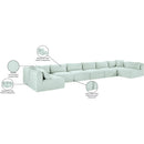 Meridian Shaggy Mint Corduroy Performance Fabric Modular Sectional IMAGE 13