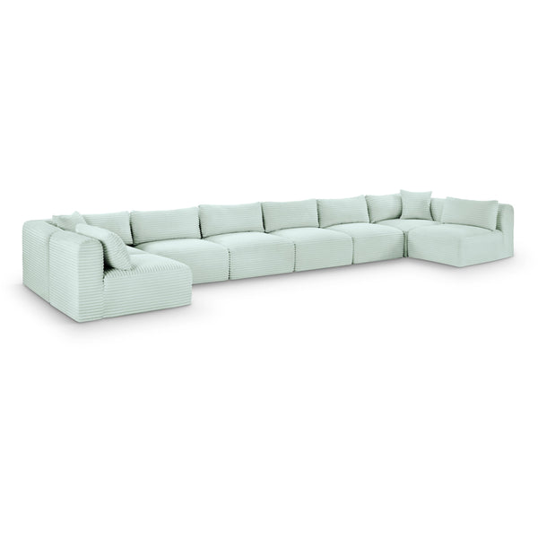 Meridian Shaggy Mint Corduroy Performance Fabric Modular Sectional IMAGE 1