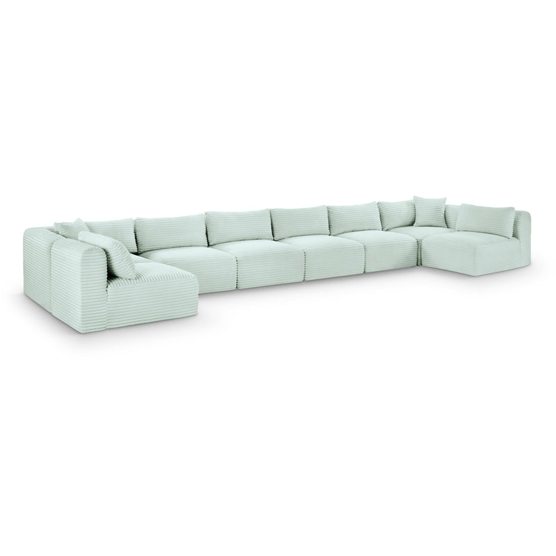 Meridian Shaggy Mint Corduroy Performance Fabric Modular Sectional IMAGE 1
