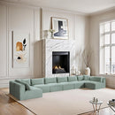 Meridian Shaggy Mint Corduroy Performance Fabric Modular Sectional IMAGE 2