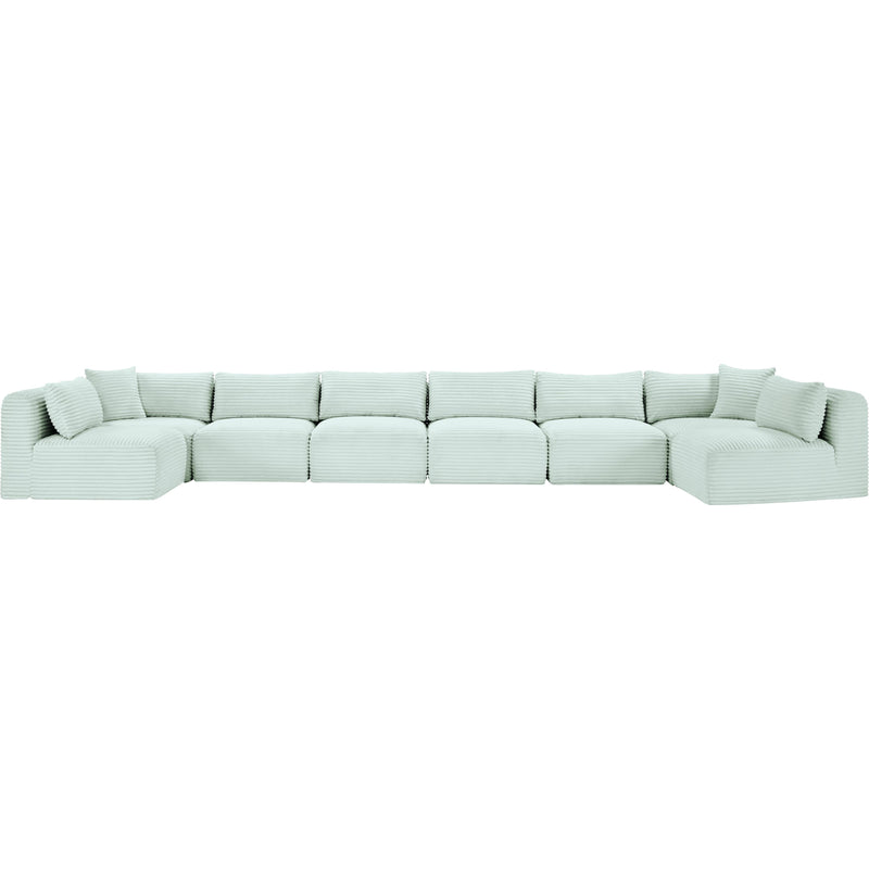 Meridian Shaggy Mint Corduroy Performance Fabric Modular Sectional IMAGE 3