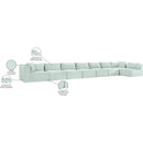 Meridian Shaggy Mint Corduroy Performance Fabric Modular Sectional IMAGE 14