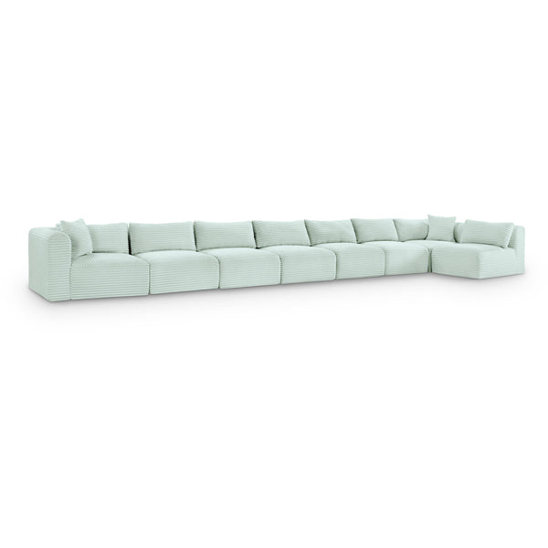 Meridian Shaggy Mint Corduroy Performance Fabric Modular Sectional IMAGE 1