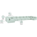 Meridian Shaggy Mint Corduroy Performance Fabric Modular Sectional IMAGE 13