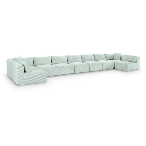 Meridian Shaggy Mint Corduroy Performance Fabric Modular Sectional IMAGE 1