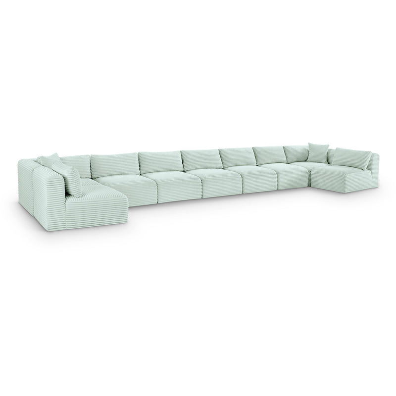 Meridian Shaggy Mint Corduroy Performance Fabric Modular Sectional IMAGE 1