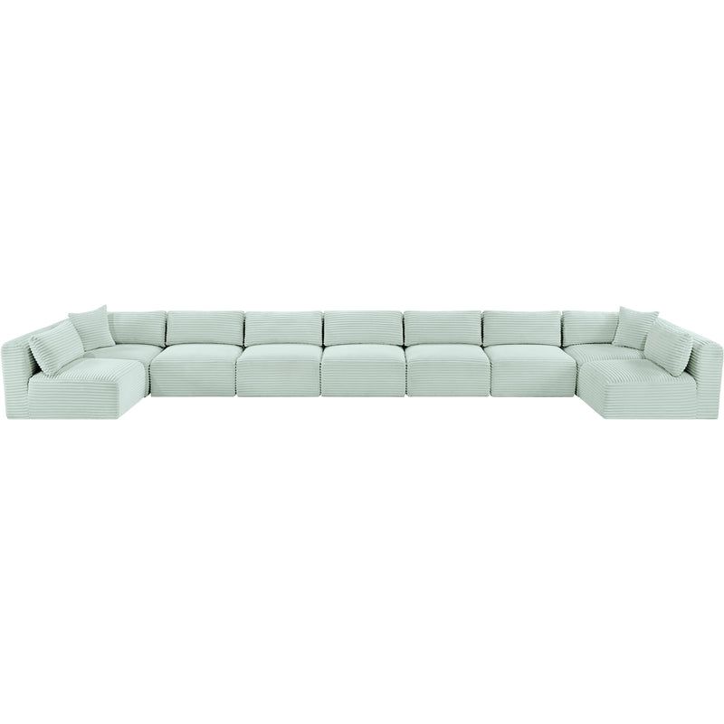 Meridian Shaggy Mint Corduroy Performance Fabric Modular Sectional IMAGE 6