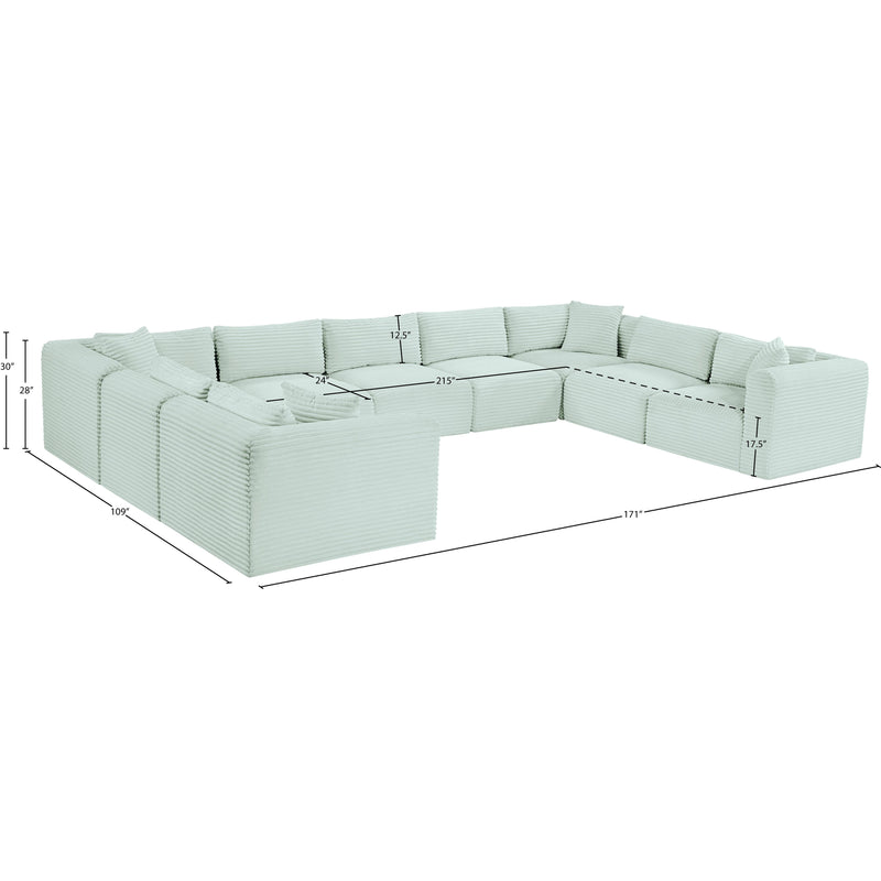 Meridian Shaggy Mint Corduroy Performance Fabric Modular Sectional IMAGE 12
