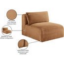 Meridian Shaggy Saddle Corduroy Performance Fabric Armless Chair IMAGE 10