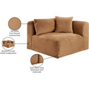 Meridian Shaggy Saddle Corduroy Performance Fabric Corner Chair IMAGE 10