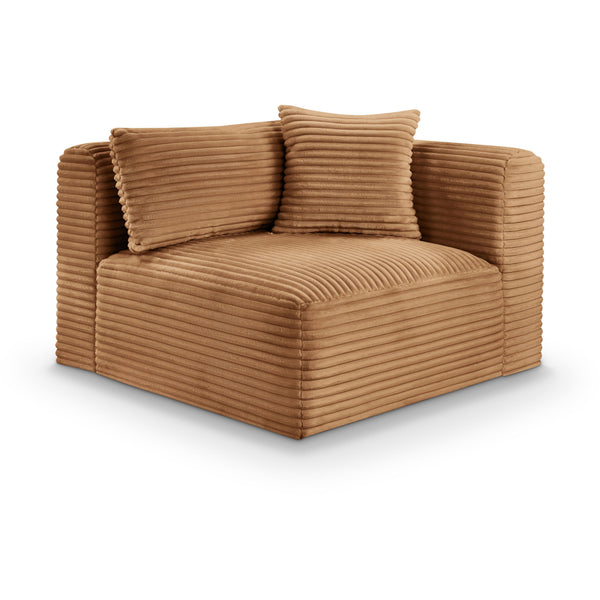 Meridian Shaggy Saddle Corduroy Performance Fabric Corner Chair IMAGE 1