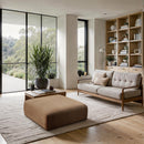 Meridian Shaggy Saddle Corduroy Performance Fabric Ottoman IMAGE 2