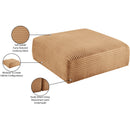Meridian Shaggy Saddle Corduroy Performance Fabric Ottoman IMAGE 8
