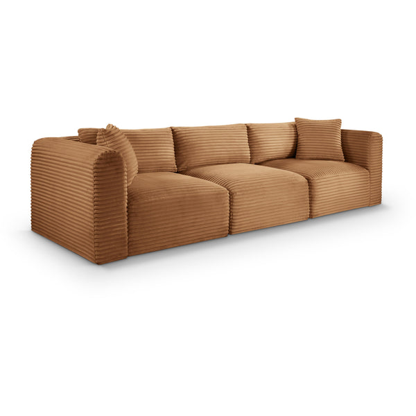 Meridian Shaggy Saddle Corduroy Performance Fabric Modular Sofa IMAGE 1