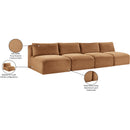 Meridian Shaggy Saddle Corduroy Performance Fabric Modular Sofa IMAGE 11