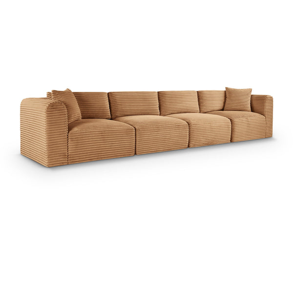 Meridian Shaggy Saddle Corduroy Performance Fabric Modular Sofa IMAGE 1