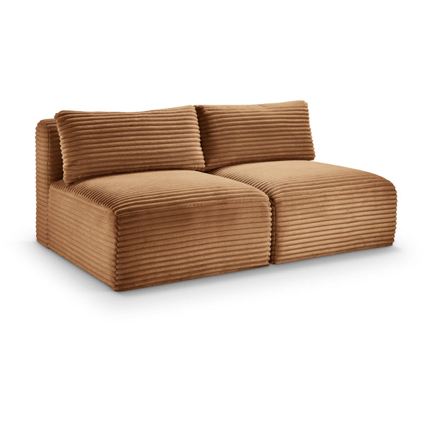 Meridian Shaggy Saddle Corduroy Performance Fabric Modular Sofa IMAGE 1