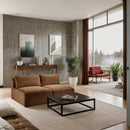 Meridian Shaggy Saddle Corduroy Performance Fabric Modular Sofa IMAGE 2