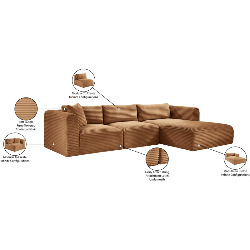 Meridian Shaggy Saddle Corduroy Performance Fabric Modular Sectional IMAGE 13
