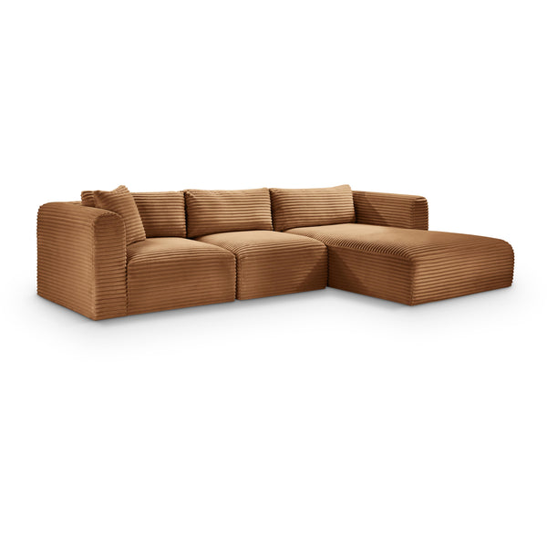 Meridian Shaggy Saddle Corduroy Performance Fabric Modular Sectional IMAGE 1