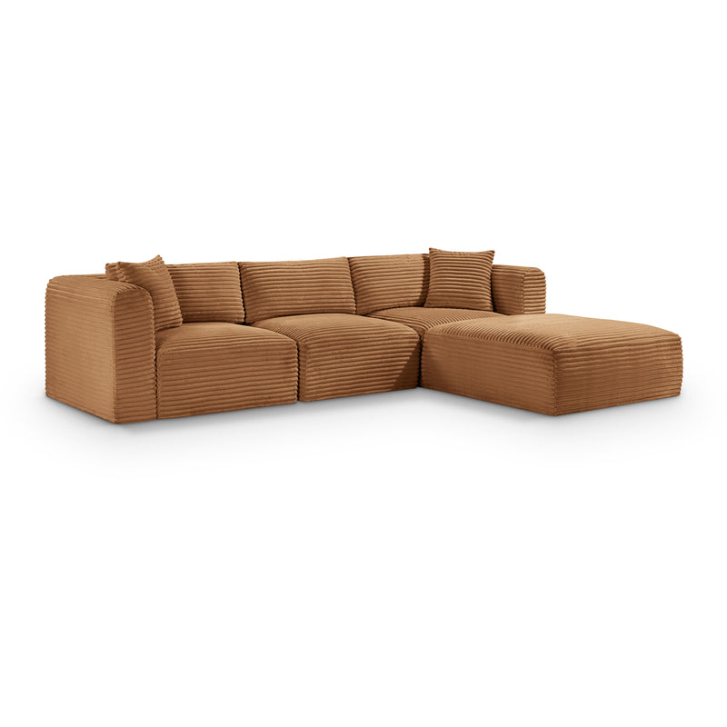 Meridian Shaggy Saddle Corduroy Performance Fabric Modular Sectional IMAGE 1