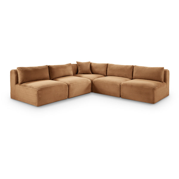 Meridian Shaggy Saddle Corduroy Performance Fabric Modular Sectional IMAGE 1