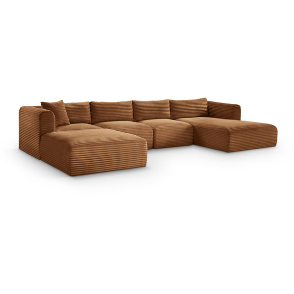 Meridian Shaggy Saddle Corduroy Performance Fabric Modular Sectional IMAGE 1