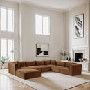 Meridian Shaggy Saddle Corduroy Performance Fabric Modular Sectional IMAGE 2