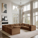 Meridian Shaggy Saddle Corduroy Performance Fabric Modular Sectional IMAGE 2