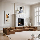 Meridian Shaggy Saddle Corduroy Performance Fabric Modular Sectional IMAGE 2