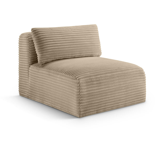 Meridian Shaggy Taupe Corduroy Performance Fabric Armless Chair IMAGE 1