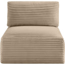 Meridian Shaggy Taupe Corduroy Performance Fabric Armless Chair IMAGE 3