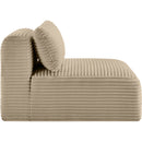 Meridian Shaggy Taupe Corduroy Performance Fabric Armless Chair IMAGE 4