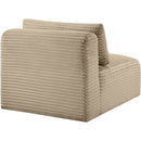 Meridian Shaggy Taupe Corduroy Performance Fabric Armless Chair IMAGE 7